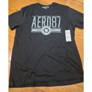 Aeropostale T-shirt Men's Black Aero87  Original Logo Graphic Size L NEW